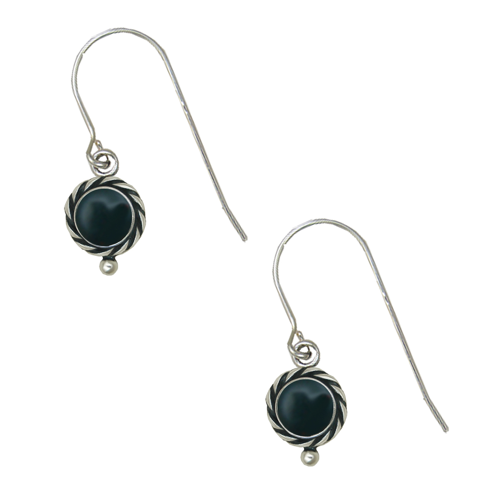 Sterling Silver Bloodstone Gemstone Drop Dangle Earrings